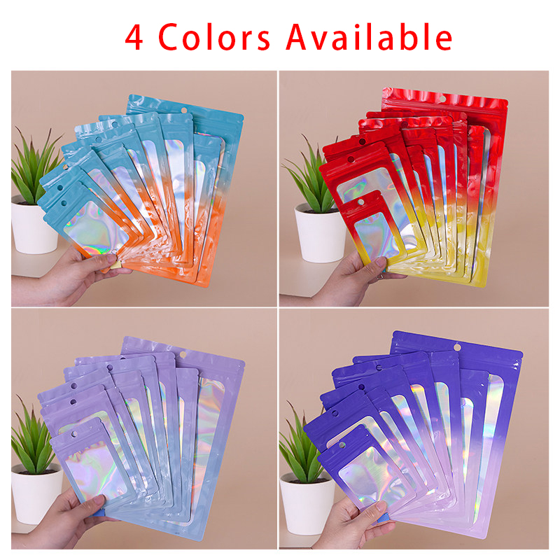 Food Storage Bag - Borsa con cerniera quadrata color olografico,