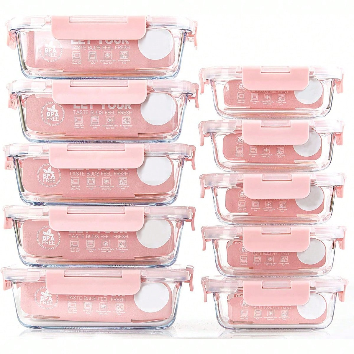 Food Storage Meals - Confezione da 10 contenitori in vetro