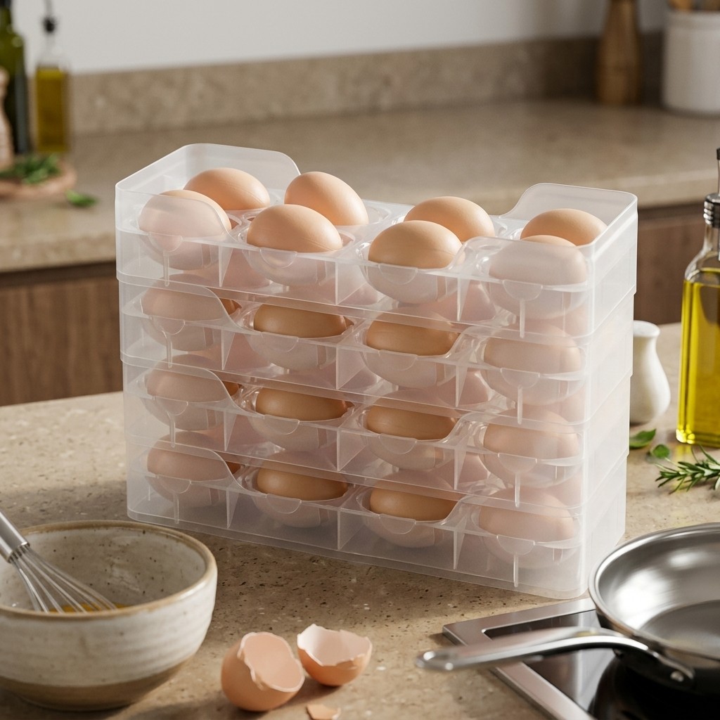 Food Storage With Dividers - Portauova impilabile, organizer per frigorifero, scatola