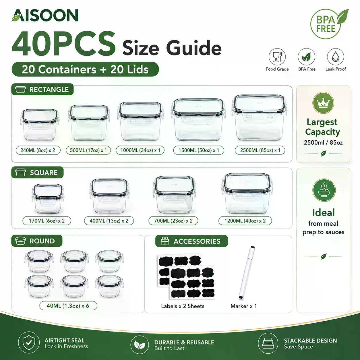 Set di 40 Contenitori per Alim - Food Storage Meals recensione e prezzo
